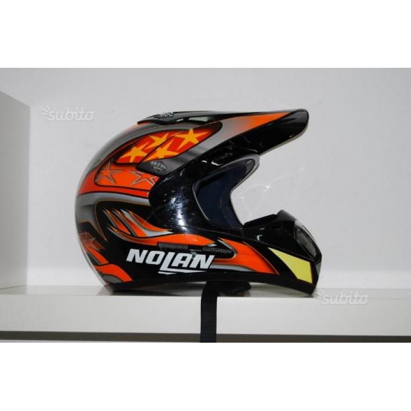 Casco nolan cross arancio e nero con visiera tg s