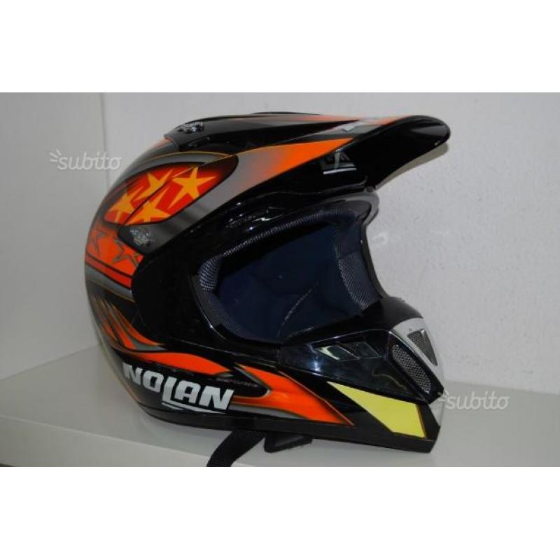 Casco nolan cross arancio e nero con visiera tg s