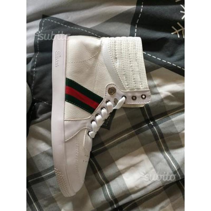 Sneaker GUCCI alta in pelle bianca 221825 ADFX0