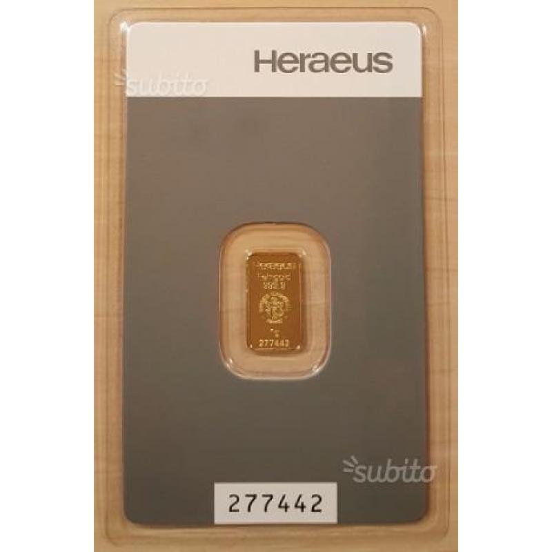 Lingotto 1 g Oro Heraeus