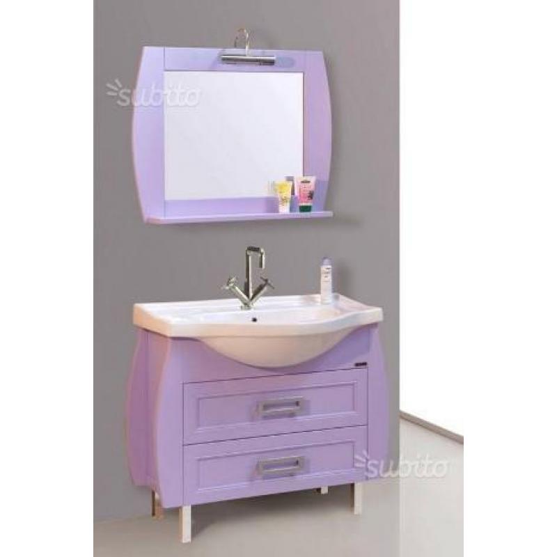 Mobile bagno con decori oro foglia avorio e oro