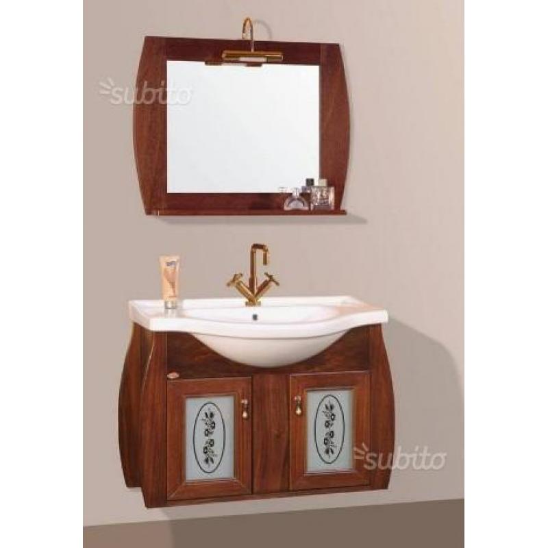 Mobile bagno con decori oro foglia avorio e oro