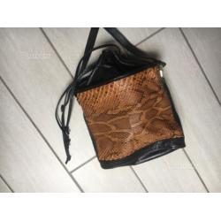 Borsa secchiello vintage vera pelle pitone